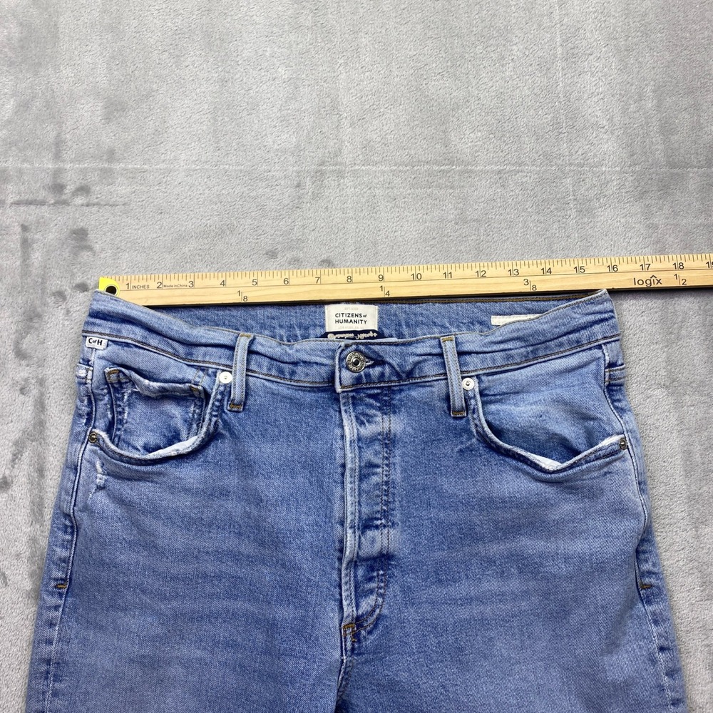 Citizens of Humanity Jolene High Rise Slim Straight Jeans Blue Sz 30 Grunge - Picture 4 of 11